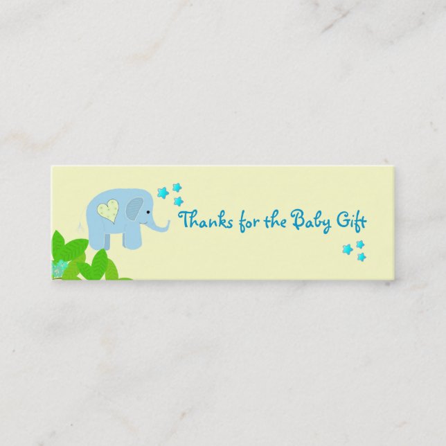Minitarjeta De Visita Elefante Azul Gracias (Anverso)