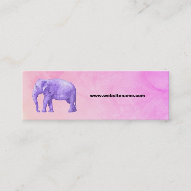 Minitarjeta De Visita Elefante púrpura en acuarelas rosadas oníricas (Anverso)