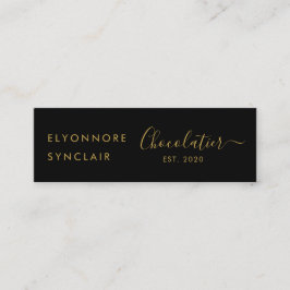 Minitarjeta De Visita Elegant Black Gold Script Chocolatier Qr Code