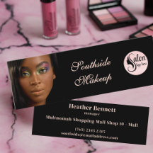 Elegant Black Pink Script Photo Mini Business