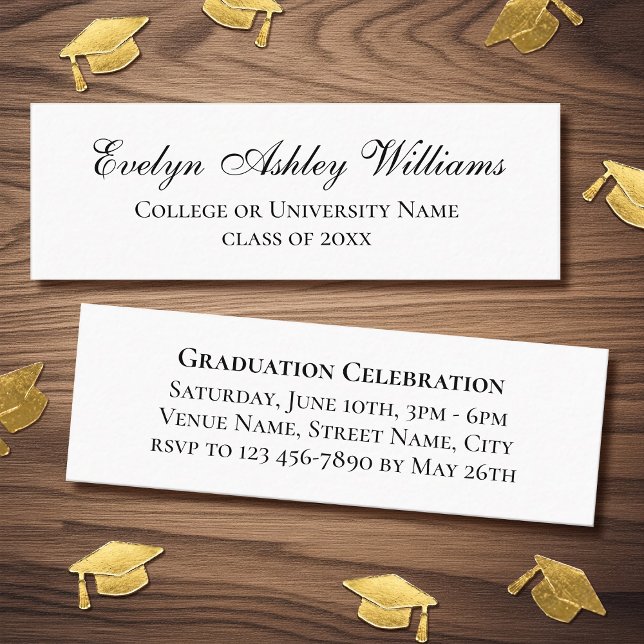 Minitarjeta De Visita Elegant Graduation Script Invitation Insert Cards (Subido por el creador)