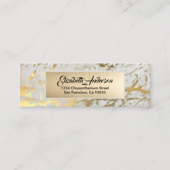 Minitarjeta De Visita Elegant Grey and Gold Glitter  (Anverso)