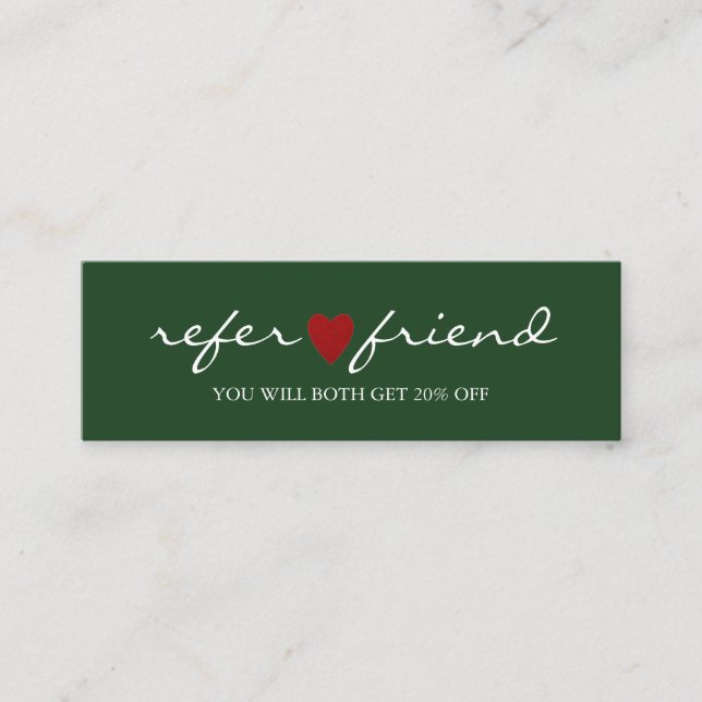 Minitarjeta De Visita Elegant Modern Minimalist Red Heart Referral Card (Anverso)