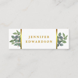 Minitarjeta De Visita Elegante acuarela hojas profesionales de oro blanc