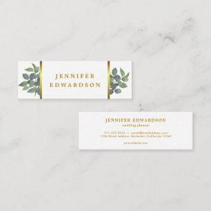 Minitarjeta De Visita Elegante acuarela hojas profesionales de oro blanc