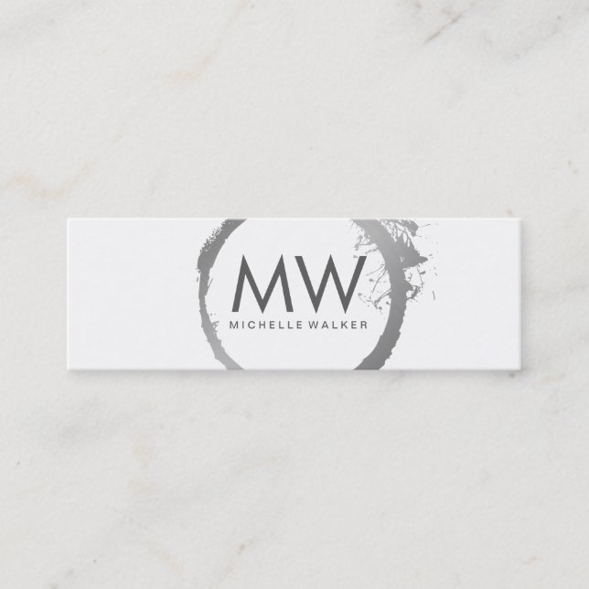 Minitarjeta De Visita Elegante anillo falso plateado con monograma de Mo (Anverso)