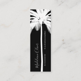 Minitarjeta De Visita Elegante árbol de palmas blanco negro tropical ele