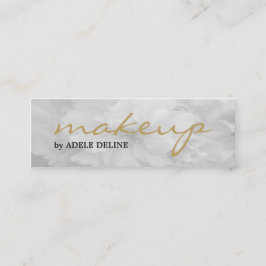 Minitarjeta De Visita Elegante artista de maquillaje floral gris claro d