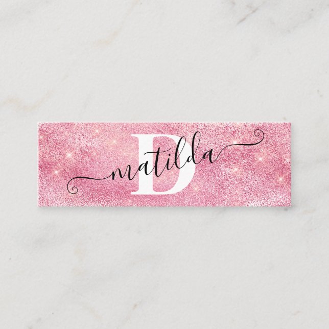 Minitarjeta De Visita Elegante artista de maquillaje rosa-purpurina dora (Anverso)