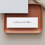 Minitarjeta De Visita Elegante caligrafía Giratoria Mínima Blanco<br><div class="desc">carta minimalista y moderna. Elegante estilo para peinados,  moda,  escritor y más.</div>