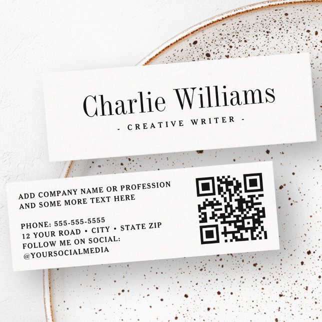 Minitarjeta De Visita Elegante código QR profesional blanco (Elegant white professional QR code Mini Business Card)