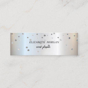 Minitarjeta De Visita Elegante Confetti De Estilo Moderno Y Plateado