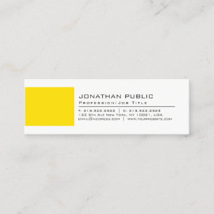 Minitarjeta De Visita Elegante Creativo Blanco Amarillo Plano Profesiona