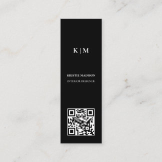 Minitarjeta De Visita Elegante diseñador de código Qr negro Minimalista
