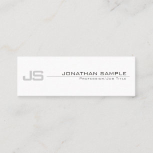 Minitarjeta De Visita Elegante Diseño Sencillo Monograma Blanco Gris Ten