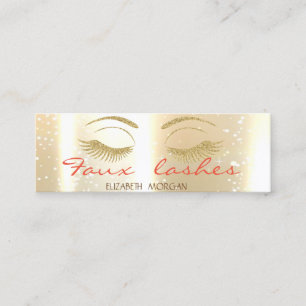 Minitarjeta De Visita Elegante Elegante Moderno Shinny, Oro, Faux Lashes