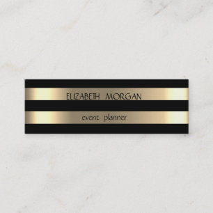 Minitarjeta De Visita Elegante estilo moderno con rayas de oro, negro