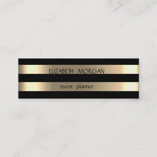 Minitarjeta De Visita Elegante estilo moderno con rayas de oro, negro (Anverso)