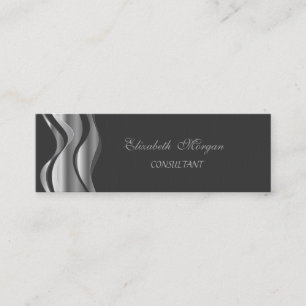 Minitarjeta De Visita Elegante Estiloso Negro-Plata