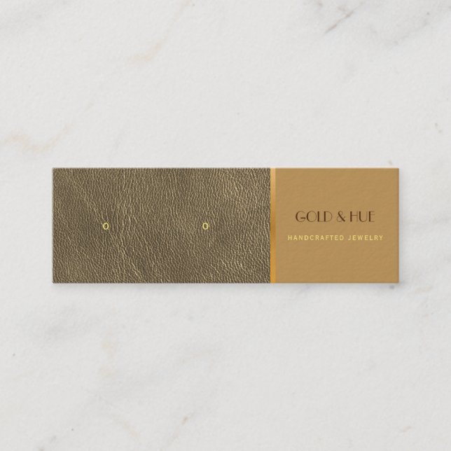 Minitarjeta De Visita Elegante estuche de cuero dorado pendientes de mod (Anverso)