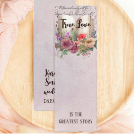 Minitarjeta De Visita Elegante Floral Love Story Wedding Favor Marcador