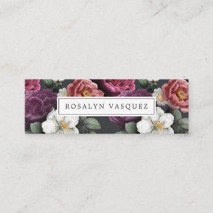 Minitarjeta De Visita Elegante Floral Oscura Vintage en Negro