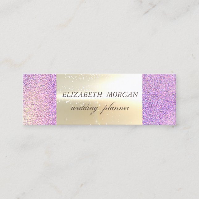 Minitarjeta De Visita Elegante Glamorouse Moderno, Faux Gold Holographic (Anverso)