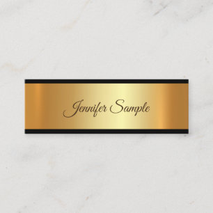 Minitarjeta De Visita Elegante Glamour Oro Moderno Script Sencillo Lujo