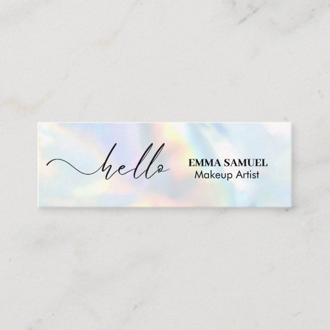 Minitarjeta De Visita Elegante Hola caligrafía mínima (Anverso)
