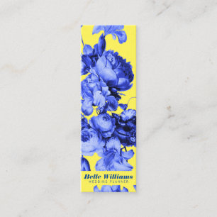 Minitarjeta De Visita Elegante ilustracion floral vintage amarillo azul