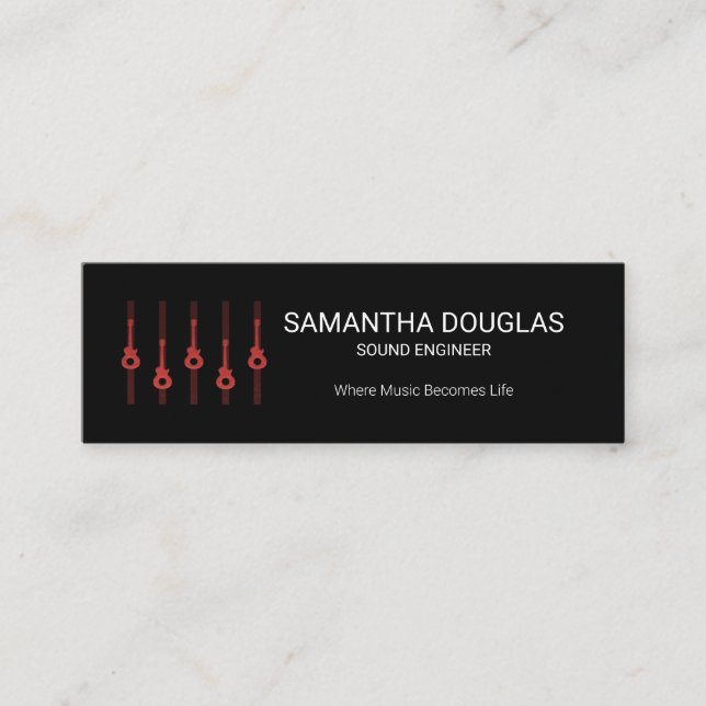Minitarjeta De Visita Elegante Ingeniero de Sonido del Panel Ecualizador (Anverso)