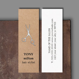 Minitarjeta De Visita Elegante Kraft Faux Silver Scissors Hairstylist
