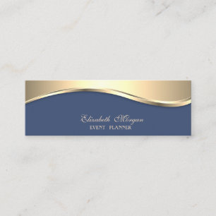 Minitarjeta De Visita Elegante Lujo Moderno, Oro, Azul marino