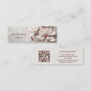 Minitarjeta De Visita Elegante Magnolia 3D Blanca