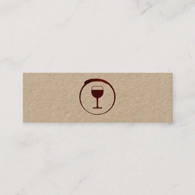 Minitarjeta De Visita Elegante mancha de vino rojo con vidrio de vino (Anverso)
