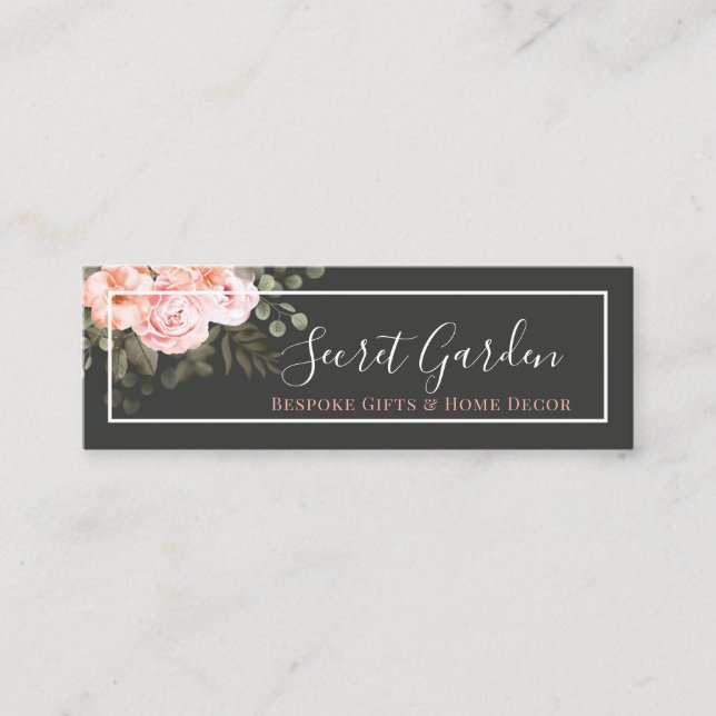Minitarjeta De Visita Elegante medio social moderno Rosa floral rosa Rub (Anverso)