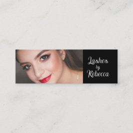 Minitarjeta De Visita Elegante Mini Foto de Pestañas con Guión Blanco Ne
