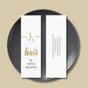 Minitarjeta De Visita Elegante minimalista Faux Gold White Hair Stylist