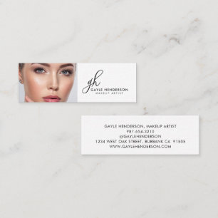 Minitarjeta De Visita Elegante Minimo Script Monograma Maquillaje