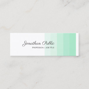 Minitarjeta De Visita Elegante Mint Green White Caligrafiado Moderno