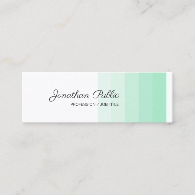 Minitarjeta De Visita Elegante Mint Green White Caligrafiado Moderno (Anverso)