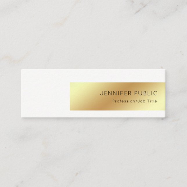 Minitarjeta De Visita Elegante Moda profesional moderna de oro blanco si (Anverso)