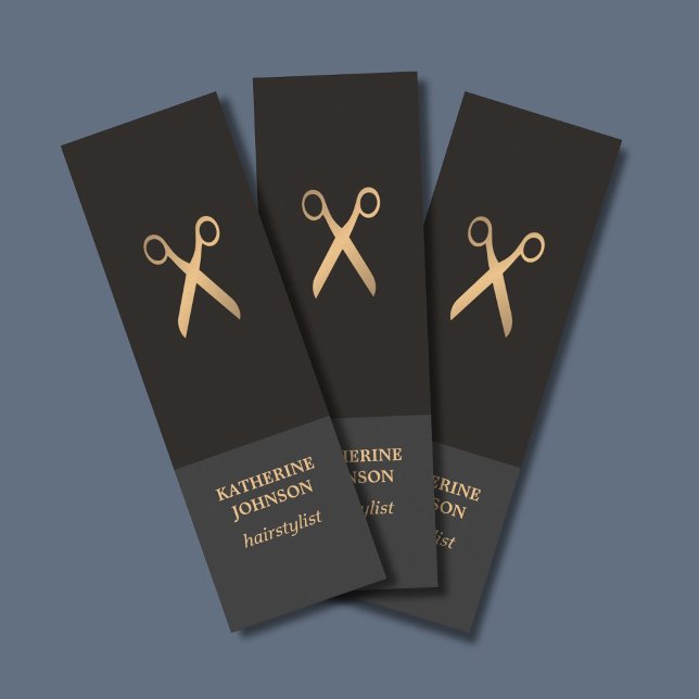 Minitarjeta De Visita Elegante Moda Sencilla Oscura Faux Gold Hair Styli (Subido por el creador)