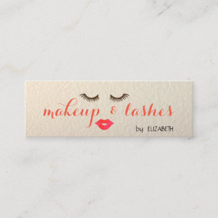 Minitarjeta De Visita Elegante Moderno con Estilo, Labios, Pestañas, Maq