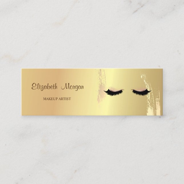 Minitarjeta De Visita Elegante moderno, con pincel de oro, latigazos (Anverso)