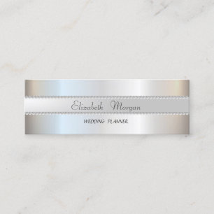 Minitarjeta De Visita Elegante Moderno Estiloso Plata, Perlas