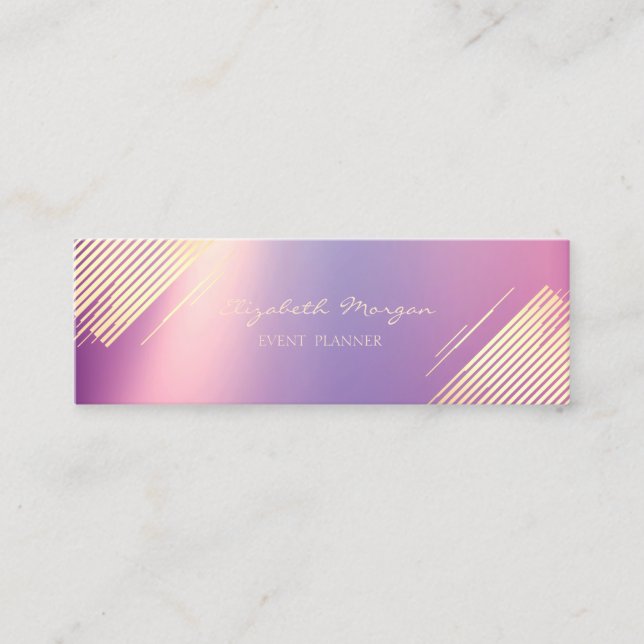 Minitarjeta De Visita Elegante Moderno, Faux Gold Stripes (Anverso)