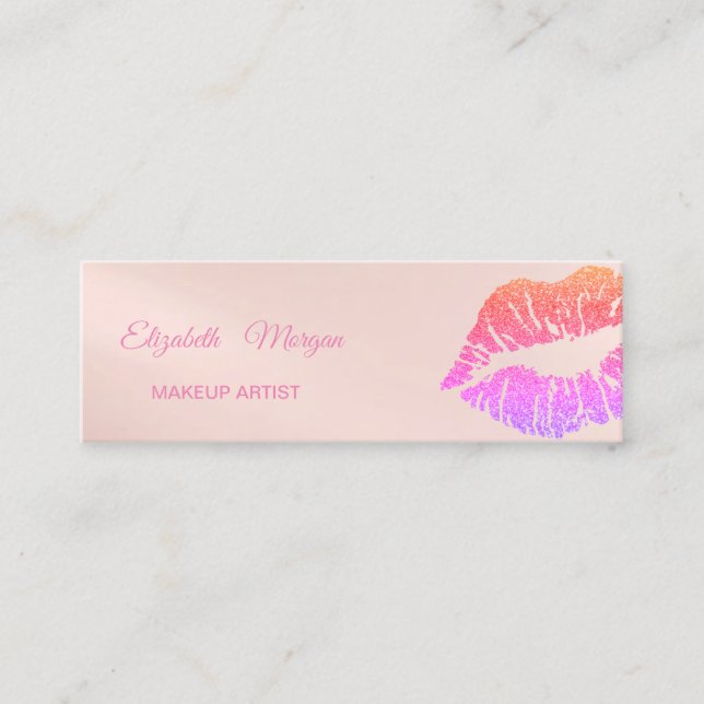 Minitarjeta De Visita Elegante, moderno, labios Purpurinas (Anverso)