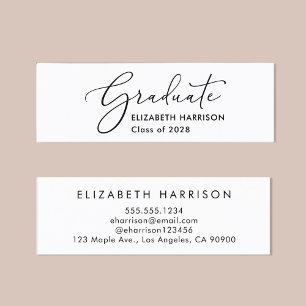 Minitarjeta De Visita Elegante Nombre de Graduación de Script