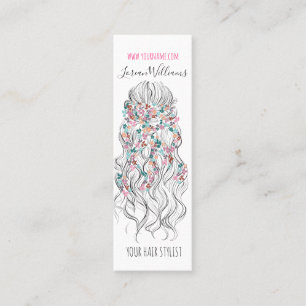 Minitarjeta De Visita Elegante Pastel Bride Wavy Hair Estilo Floral
